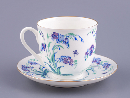 Чашка с блюдцем кофейная 180 мл.,  форма Ландыш,  рисунок Незабудки арт. 81.10781.00.1