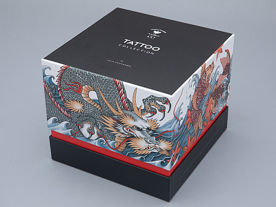 Бокал с крышкой и блюдцем в подарочной упаковке, форма top. рисунок Tattoo Dragon (Татуировка Дракон) арт. 81.31627.00.1