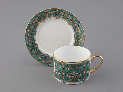 Чашка с блюдцем 250 мл в подарочной упаковке форма Соло, рисунок, Фиалка надрезанная, арт. 81.32656.00.1