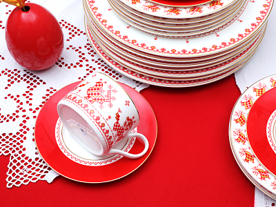 Тарелка плоская 205 мм форма Премиум рисунок Петушки-гребешки, арт 80.49801.00.1