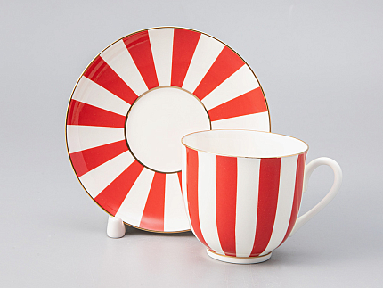 Чашка с блюдцем кофейная 180 мл.,  форма Ландыш, рисунок Да и нет (красный) арт. 81.15701.00.1