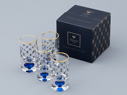 Набор из 4-х стопок для водки Кобальтовая сетка арт. 14.11006.07