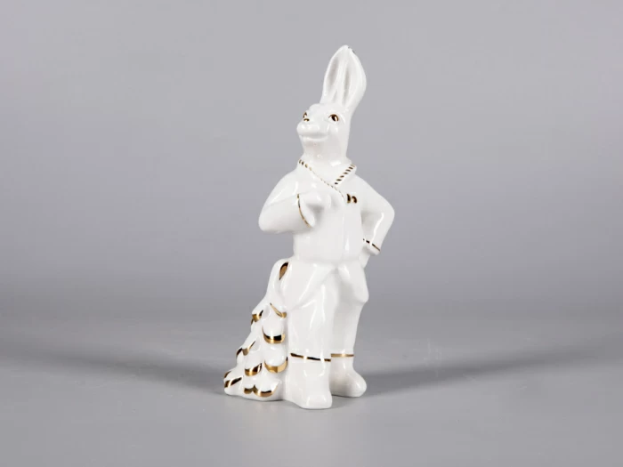 СКУЛЬПТУРА форма Заяц с ёлкой, рисунок Золотая ёлочка арт 82.42886.00.1, 