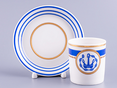 Чашка с блюдцем чайная 220 мл форма Гербовая рисунок Кают-компания № 1 арт. 81.24030.00.1