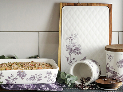 Набор для запекания (2 предмета) форма Стандартная, рисунок Monplaisir Violet, арт 42.00059.00.1