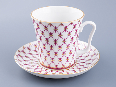 Бокал с блюдцем форма Ленинградский рисунок Сетка-Блюз 2 арт. 81.24769.00.1