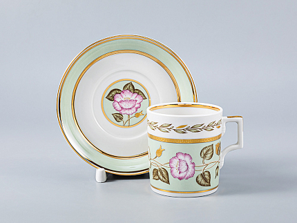 Чашка с блюдцем чайная 220 мл форма Гербовая рисунок Нефритовый фон 1 арт. 81.20825.00.1