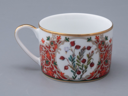 Чашка с блюдцем 250 мл в подарочной упаковке форма Соло рисунок Клюква заповедная, арт. 81.34280.00.1, 