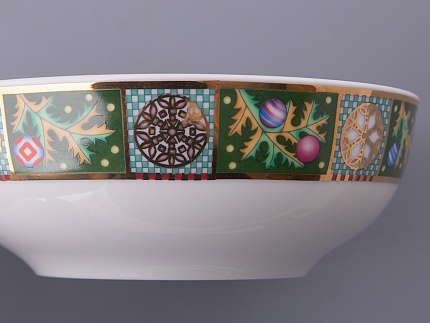 Салатник 160 мм, форма Утро, рисунок Морозный январь зеленая, арт. 80.48359.00.1