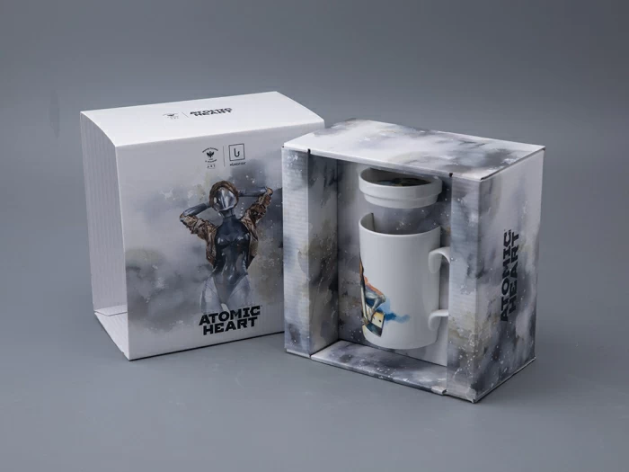 Бокал с блюдцем и крышкой 400мл в подарочной упаковке, форма Топ, рисунокAtomic Heart (Атомное Сердце) 2, арт 81.34449.00.1, 