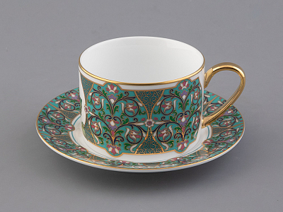 Чашка с блюдцем 250 мл в подарочной упаковке форма Соло, рисунок, Фиалка надрезанная, арт. 81.32656.00.1