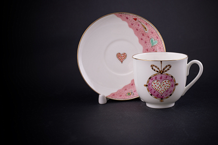 Чашка с блюдцем кофейная 180 ., форма Ландыш, рисунок Сердечное поздравление, арт 61.21046.00.1