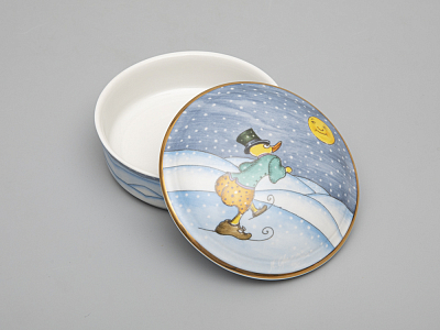 Туалетная коробочка форма Круглая рисунок Зима. Утенок арт. 81.31063.00.1