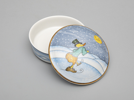 Туалетная коробочка форма Круглая рисунок Зима. Утенок арт. 81.31063.00.1