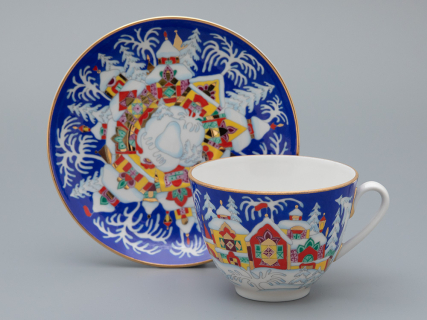 Сервиз чайный форма Весенняя рисунок Зимняя сказка 6 персон, 14 предметов арт. 81.15505.01.1, 