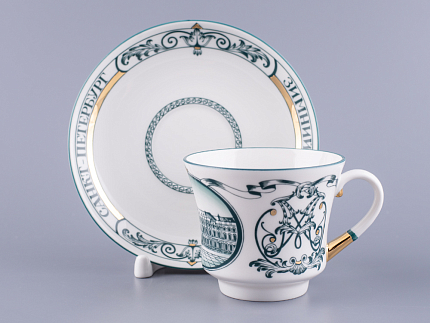 Чашка с блюдцем чайная 220 мл форма Банкетная рисунок Зимний дворец арт. 81.15309.00.1