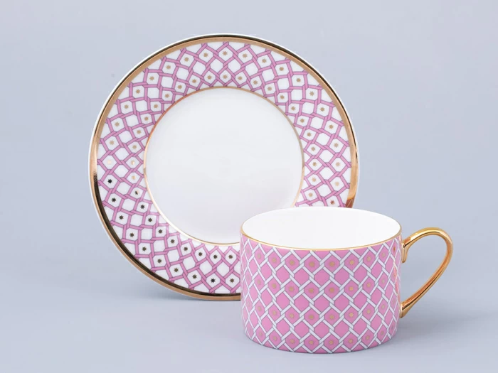 Чашка с блюдцем 250 мл форма Идиллия рисунок Коралл 2 арт. 81.31118.00.1, 