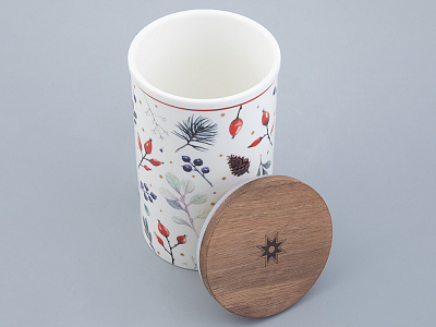 Банка с деревянной крышкой (высокая 165мм) форма Стандартная рисунок Календа арт. 42.00040.00.1