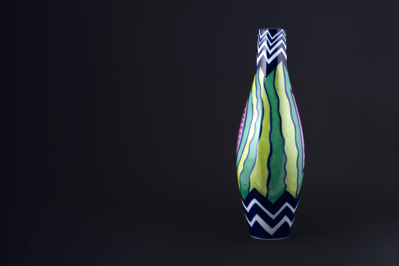 Ваза Арбузный зигзаг на форме Высокая арт 60.14698.00.1, 