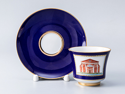 Чашка с блюдцем кофейная 145 мл.,  форма Банкетная, рисунок Классика Петербурга 52% №6 арт. 81.18113.00.1