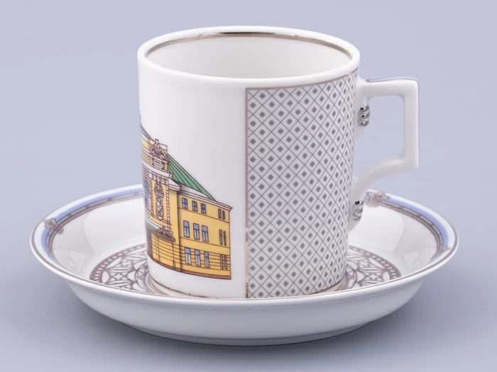 Чашка с блюдцем чайная, форма Гербовая, рисунок Серебряный город 4, арт. 81.32587.00.1, 