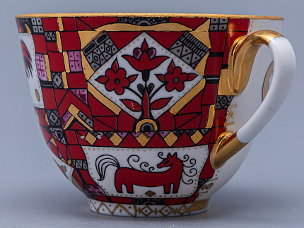 Чашка с блюдцем чайная 250 мл форма Весенняя рисунок Красный конь арт. 81.15308.00.1