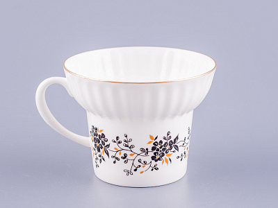 Чашка с блюдцем кофейная 155 мл.,  форма Волна, рисунок Тонкие веточки арт. 81.14403.00.1