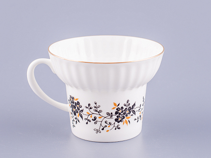 Чашка с блюдцем кофейная 155 мл.,  форма Волна, рисунок Тонкие веточки арт. 81.14403.00.1