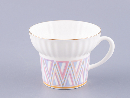Чашка с блюдцем кофейная 155 мл.,  форма Волна, рисунок Геометрия 1 арт. 81.27007.00.1