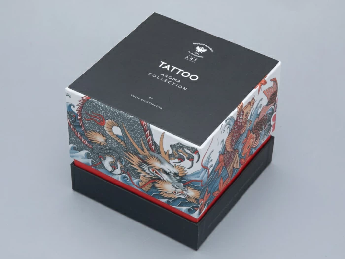 Подарочный набор Свеча рисунок TATTOO Dragon аромат Аква арт. 81.31628.00.1, 