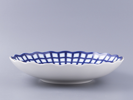 Сухарница, 215  мм, форма Тюльпан, рисунок Кобальтовая клетка арт. 80.03707.00.1