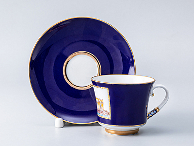 Чашка с блюдцем кофейная 145 мл.,  форма Банкетная, рисунок Классика Петербурга 52% №2 арт. 81.18109.00.1