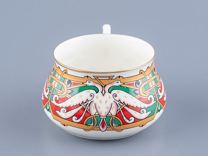 Чашка с блюдцем кофейная 180 мл.,  форма Билибина 1, рисунок Сказочные птицы арт. 81.16211.00.1