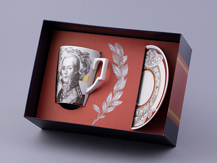 Бокал с блюдцем в подарочной упаковке, форма Гранд, рисунок Полководцы России Федор Ушаков, арт. 81.32433.00.1