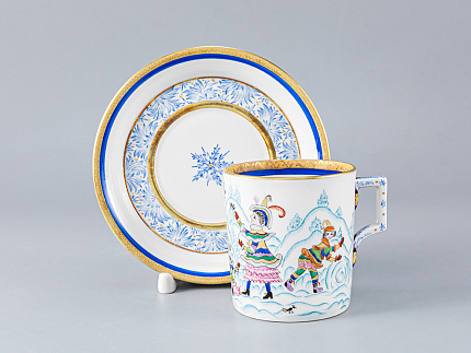 Чашка с блюдцем чайная форма Гербовая рисунок Зимние забавы 1 арт. 81.15129.00.1