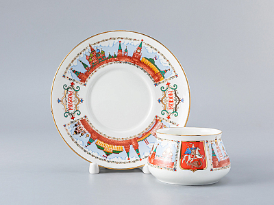 Чашка с блюдцем кофейная 180 мл.,  форма Билибина, рисунок Московский Кремль арт. 81.15932.00.1