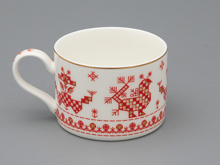 Чашка с блюдцем 250 мл форма Премиум рисунок Петушки-гребешки, арт 81.33558.00.1