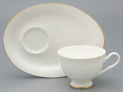 Чашка с блюдцем чайная на ножке форма Премиум рисунок Золотая лента, арт. 81.33527.00.1