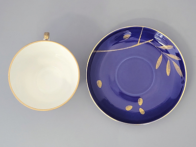 Чашка с блюдцем чайная 375 мл форма Подарочная рисунок Гранат золотой арт. 81.19177.00.1