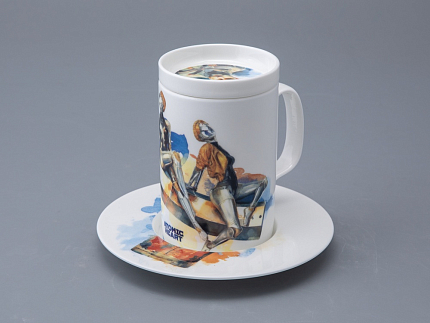 Бокал с блюдцем и крышкой 400мл в подарочной упаковке, форма Топ, рисунок Atomic Heart 2, арт 81.34449.00.1