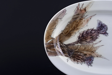 Блюдо овальное Татарник колючий на форме Молодежная арт 60.13546.00.1