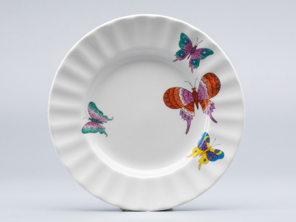Тарелка мелкая 180 мм, форма Шатровая, рисунок Шафрановые бабочки, арт. 80.39466.00.1, 