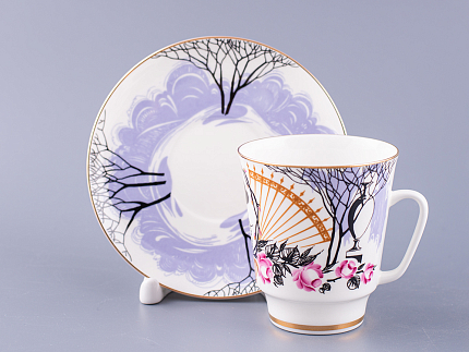 Чашка с блюдцем кофейная 160 мл.,  форма Майская, рисунок Посвящение Анне Андреевне арт. 81.10583.00.1