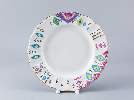 Тарелка мелкая 240 мм. форма Тюльпан рисунок Перо павлина, арт. 80.97650.00.1