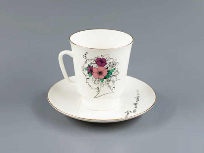 Чашка с блюдцем 165 мл, форма Майская, рисунок И пусть душа поет… , арт. 81.24578.00.1, 