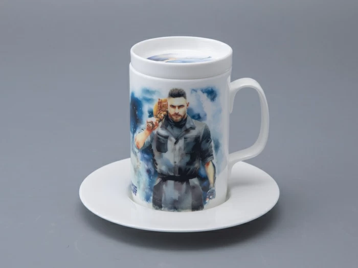 Бокал с блюдцем и крышкой 400мл в подарочной упаковке, форма Топ, рисунокAtomic Heart (Атомное Сердце) 1, арт 81.34448.00.1, 