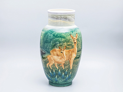 Ваза форма Китайская большой размер рисунок Ожидание солнца. Косули арт. 80.88180.00.1