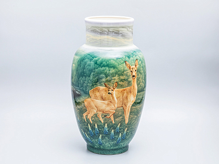 Ваза форма Китайская большой размер рисунок Ожидание солнца. Косули арт. 80.88180.00.1