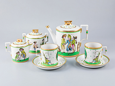 Сервиз чайный форма Гербовая рисунок Крысята-воришки, 2 персоны 7 предметов, арт. 81.16587.00.1