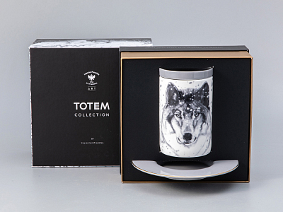 Бокал с блюдцем Тотем в подарочной упаковке, рисунок Волк, арт. 81.28374.00.1